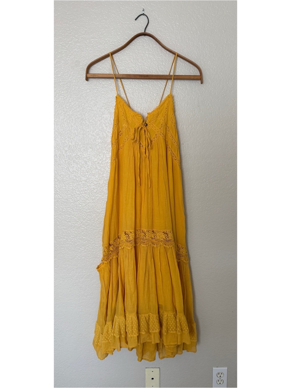 Free People Boho Spaghetti Strap Maxi Dress with pockets - Yellow, women’s XS